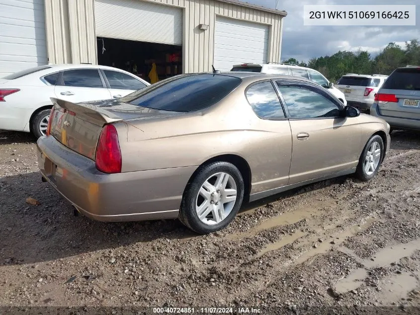 2006 Chevrolet Monte Carlo Lt VIN: 2G1WK151069166425 Lot: 40724851