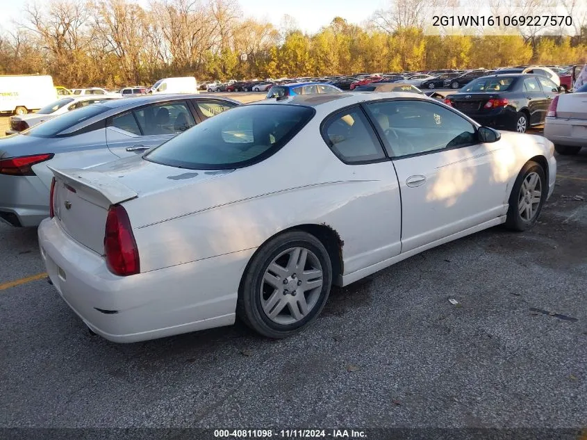 2006 Chevrolet Monte Carlo Ltz VIN: 2G1WN161069227570 Lot: 40811098