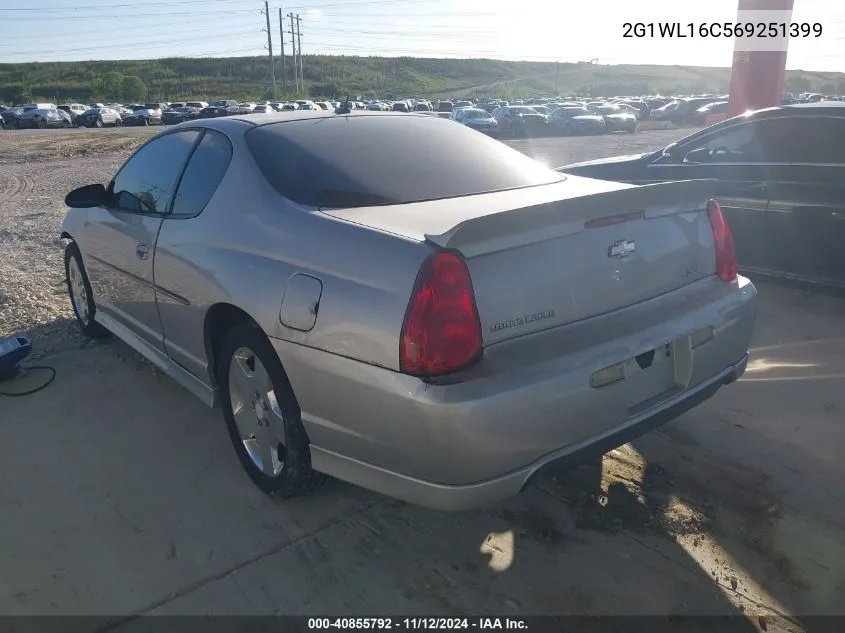 2006 Chevrolet Monte Carlo Ss VIN: 2G1WL16C569251399 Lot: 40855792