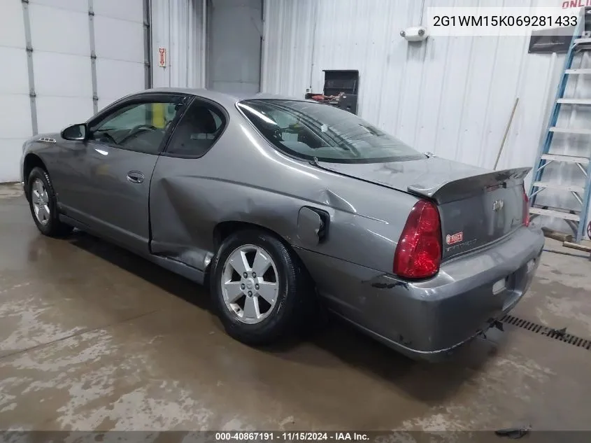 2006 Chevrolet Monte Carlo Lt VIN: 2G1WM15K069281433 Lot: 40867191