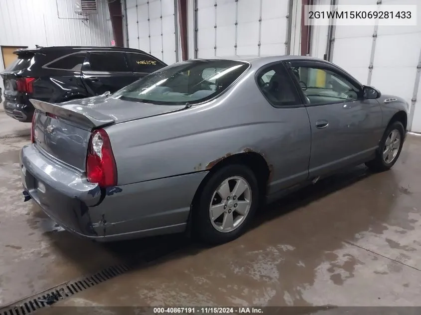 2006 Chevrolet Monte Carlo Lt VIN: 2G1WM15K069281433 Lot: 40867191