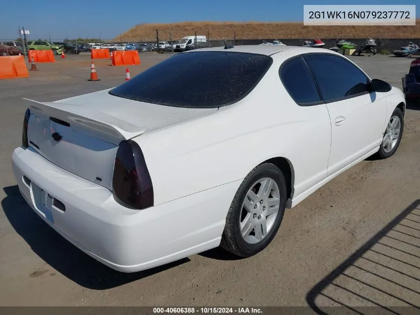 2007 Chevrolet Monte Carlo Lt VIN: 2G1WK16N079237772 Lot: 40606388