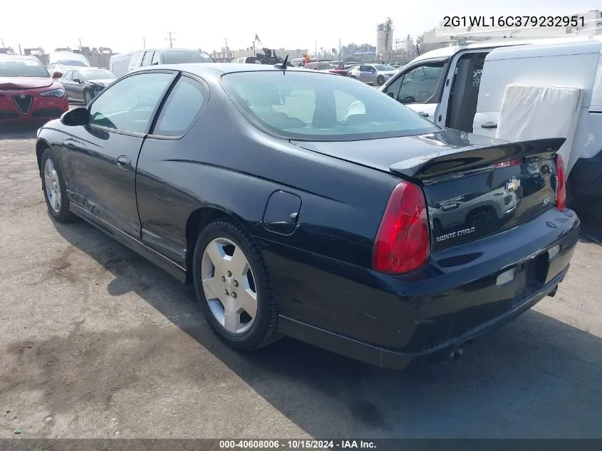 2007 Chevrolet Monte Carlo Ss VIN: 2G1WL16C379232951 Lot: 40608006