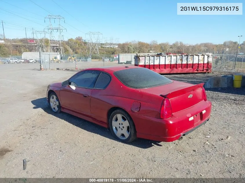 2007 Chevrolet Monte Carlo Ss VIN: 2G1WL15C979316175 Lot: 40819178