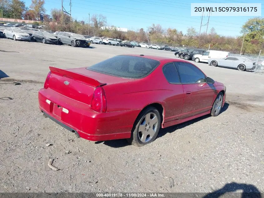 2007 Chevrolet Monte Carlo Ss VIN: 2G1WL15C979316175 Lot: 40819178