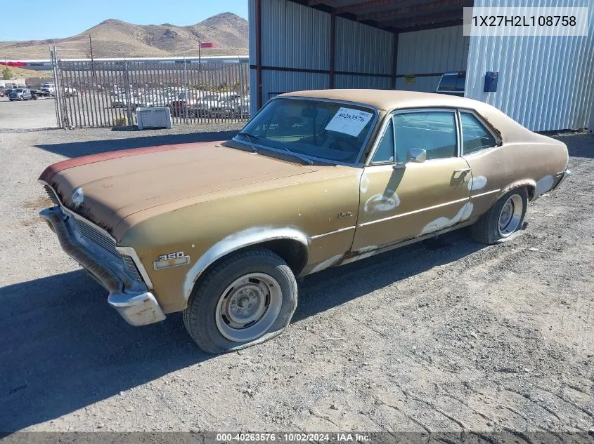 1972 Chevrolet Nova VIN: 1X27H2L108758 Lot: 40263576