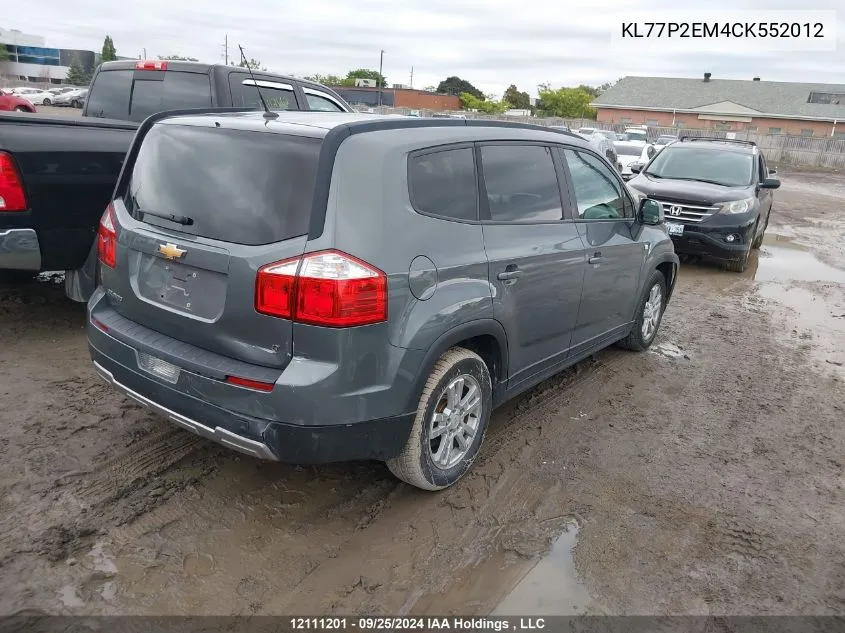 2012 Chevrolet Orlando VIN: KL77P2EM4CK552012 Lot: 12111201