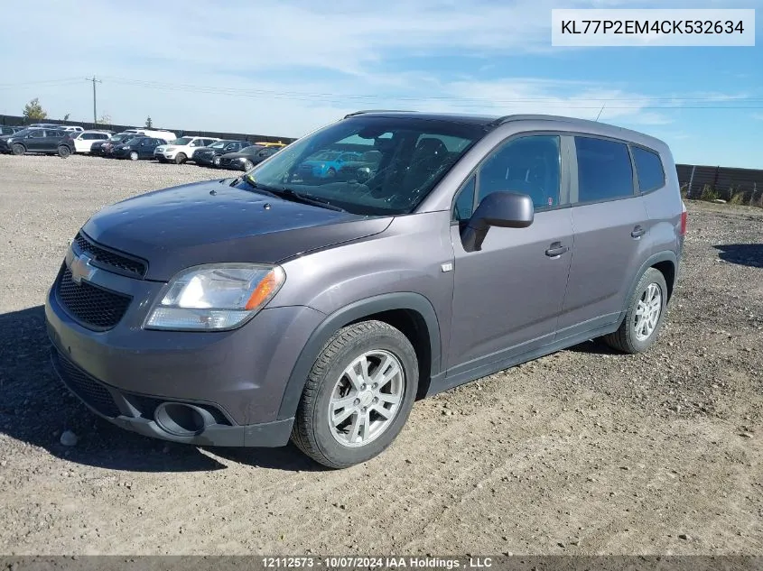 2012 Chevrolet Orlando VIN: KL77P2EM4CK532634 Lot: 12112573