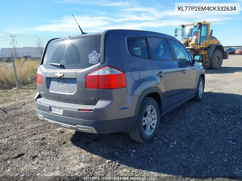 2012 Chevrolet Orlando VIN: KL77P2EM4CK532634 Lot: 12112573