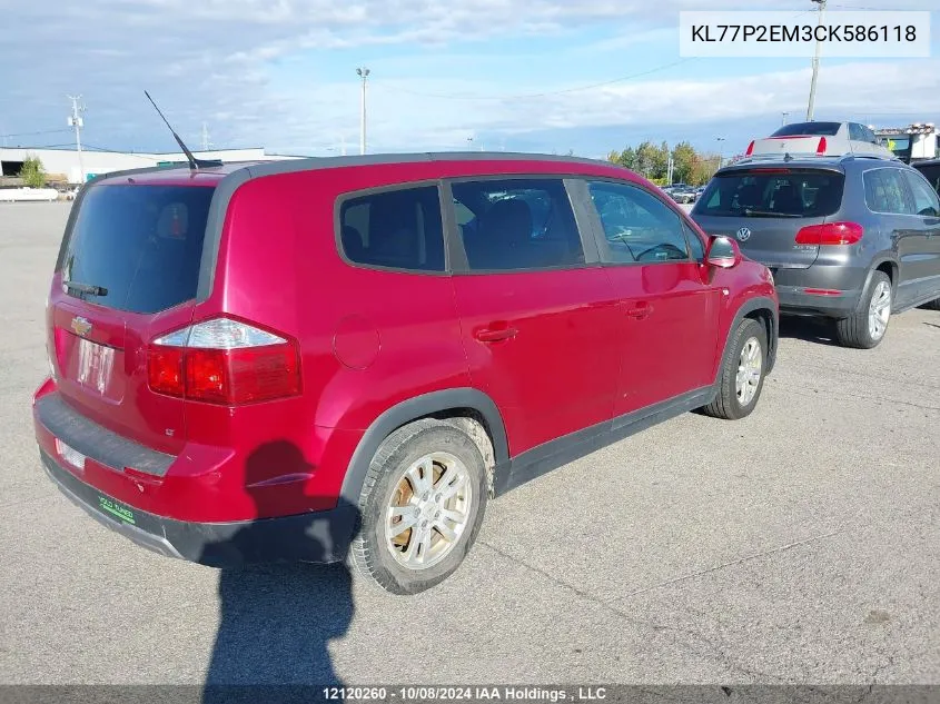 2012 Chevrolet Orlando VIN: KL77P2EM3CK586118 Lot: 12120260