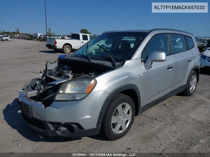 2012 Chevrolet Orlando VIN: KL77P1EM6CK657032 Lot: 12125431