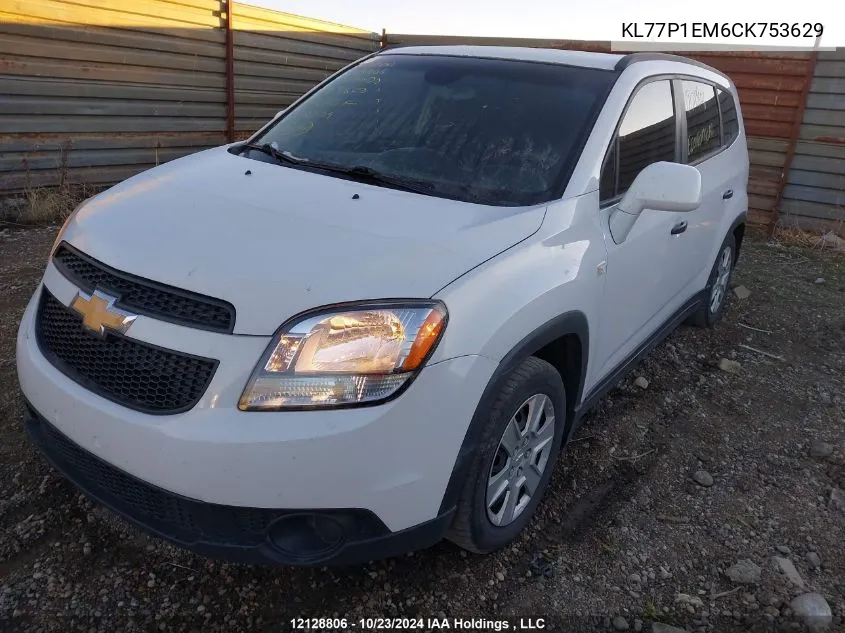 2012 Chevrolet Orlando VIN: KL77P1EM6CK753629 Lot: 12128806