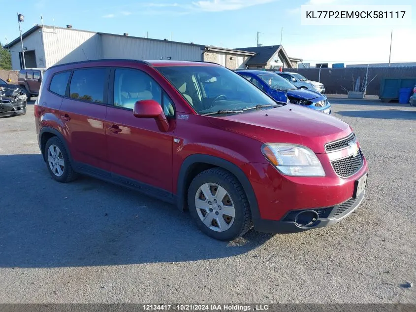 2012 Chevrolet Orlando VIN: KL77P2EM9CK581117 Lot: 12134417