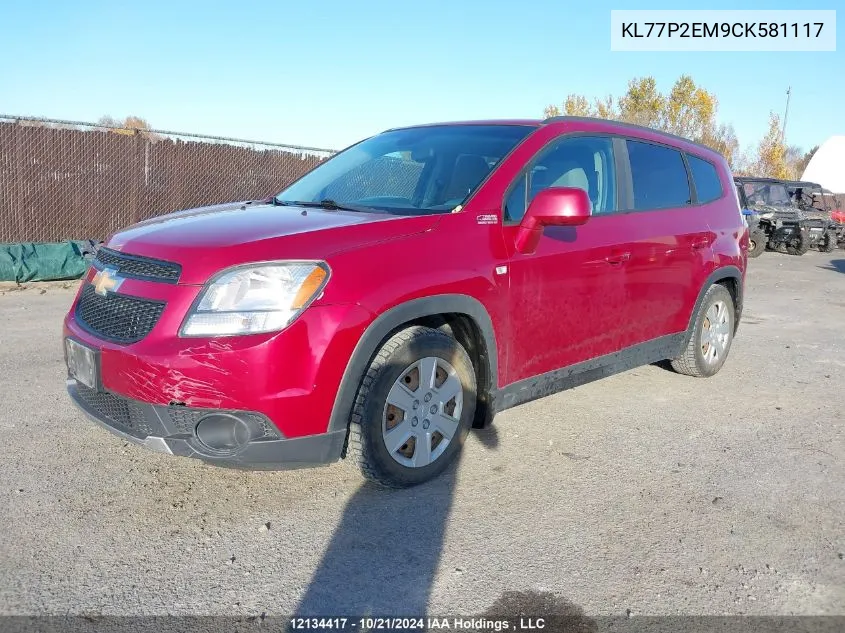 2012 Chevrolet Orlando VIN: KL77P2EM9CK581117 Lot: 12134417