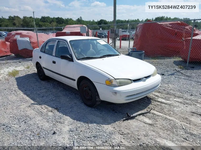 1998 Chevrolet Prizm VIN: 1Y1SK5284WZ407239 Lot: 40541508