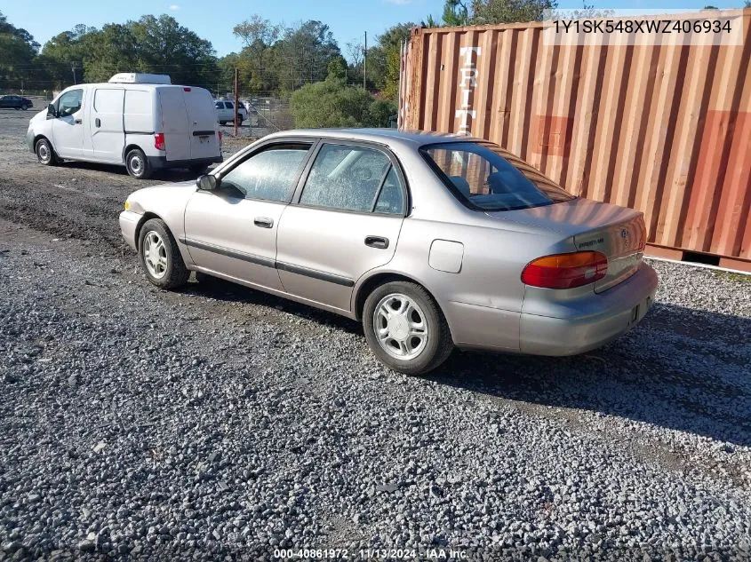 1998 Chevrolet Prizm Lsi VIN: 1Y1SK548XWZ406934 Lot: 40861972