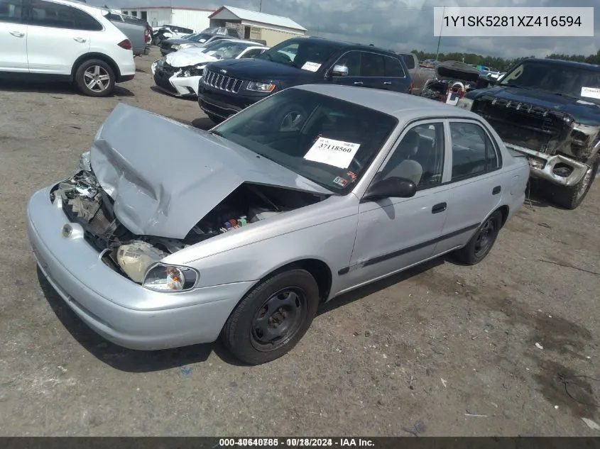 1999 Chevrolet Prizm VIN: 1Y1SK5281XZ416594 Lot: 40640785