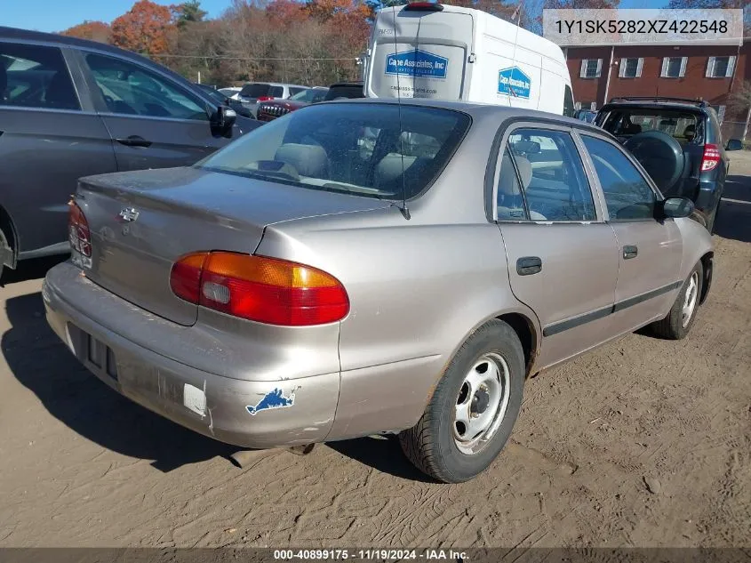 1999 Chevrolet Prizm VIN: 1Y1SK5282XZ422548 Lot: 40899175