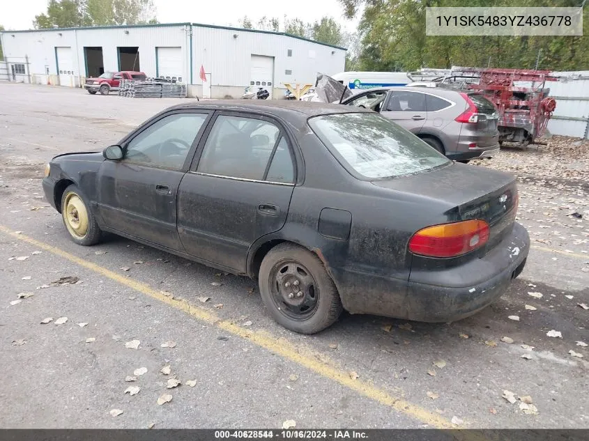 2000 Chevrolet Prizm Lsi VIN: 1Y1SK5483YZ436778 Lot: 40628544