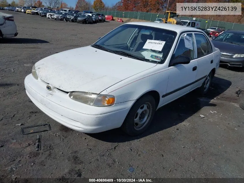 2000 Chevrolet Prizm VIN: 1Y1SK5283YZ426139 Lot: 40698489