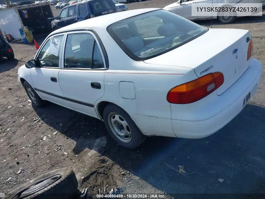 2000 Chevrolet Prizm VIN: 1Y1SK5283YZ426139 Lot: 40698489