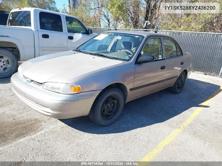 2000 Chevrolet Prizm VIN: 1Y1SK5288YZ436200 Lot: 40734384