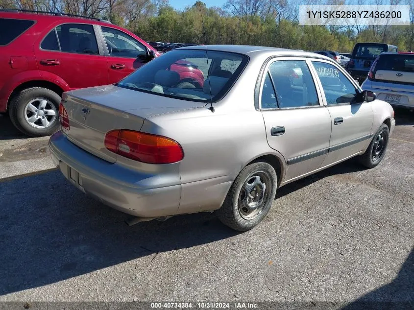 2000 Chevrolet Prizm VIN: 1Y1SK5288YZ436200 Lot: 40734384