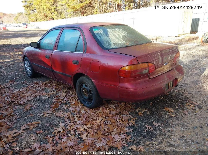 2000 Chevrolet Prizm VIN: 1Y1SK5289YZ428249 Lot: 40747759