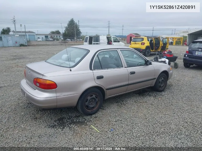 2001 Chevrolet Prizm VIN: 1Y1SK52861Z420891 Lot: 40355147