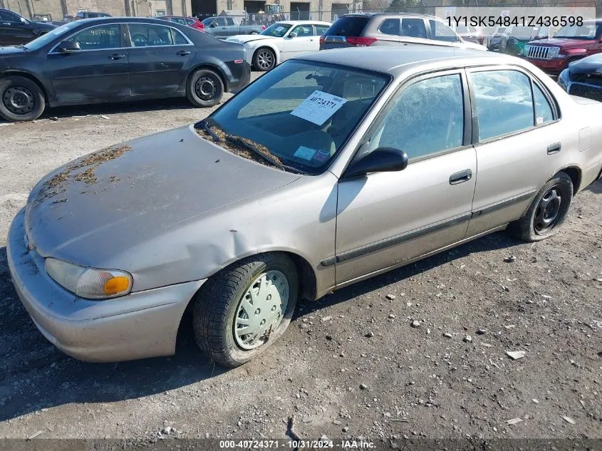 2001 Chevrolet Prizm Lsi VIN: 1Y1SK54841Z436598 Lot: 40724371