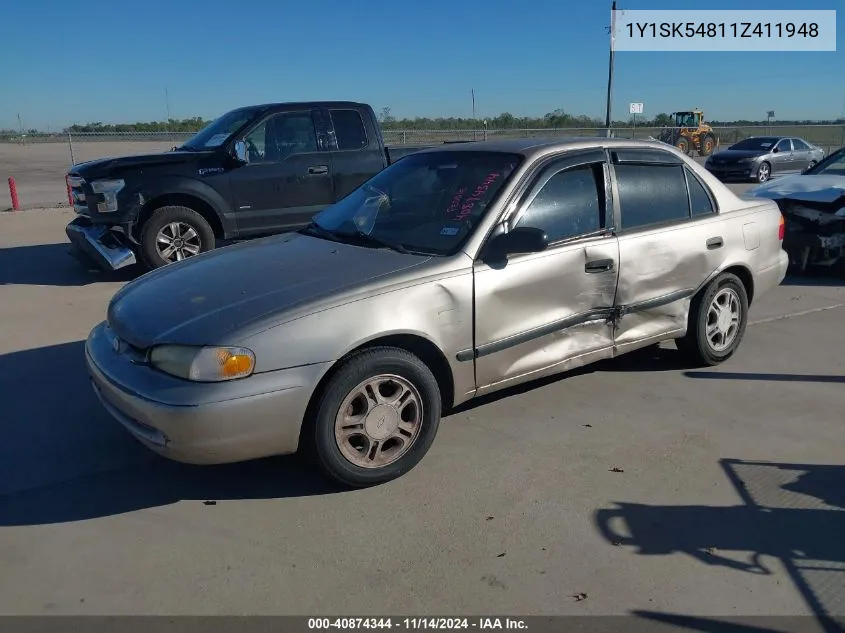 2001 Chevrolet Prizm Lsi VIN: 1Y1SK54811Z411948 Lot: 40874344