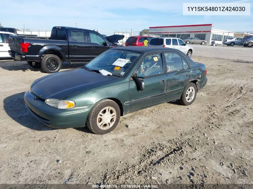 2001 Chevrolet Prizm Lsi VIN: 1Y1SK54801Z424030 Lot: 40889776