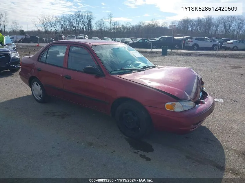 2001 Chevrolet Prizm VIN: 1Y1SK52851Z420509 Lot: 40899280