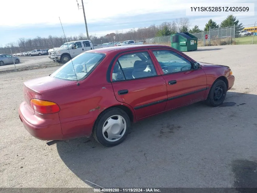 2001 Chevrolet Prizm VIN: 1Y1SK52851Z420509 Lot: 40899280