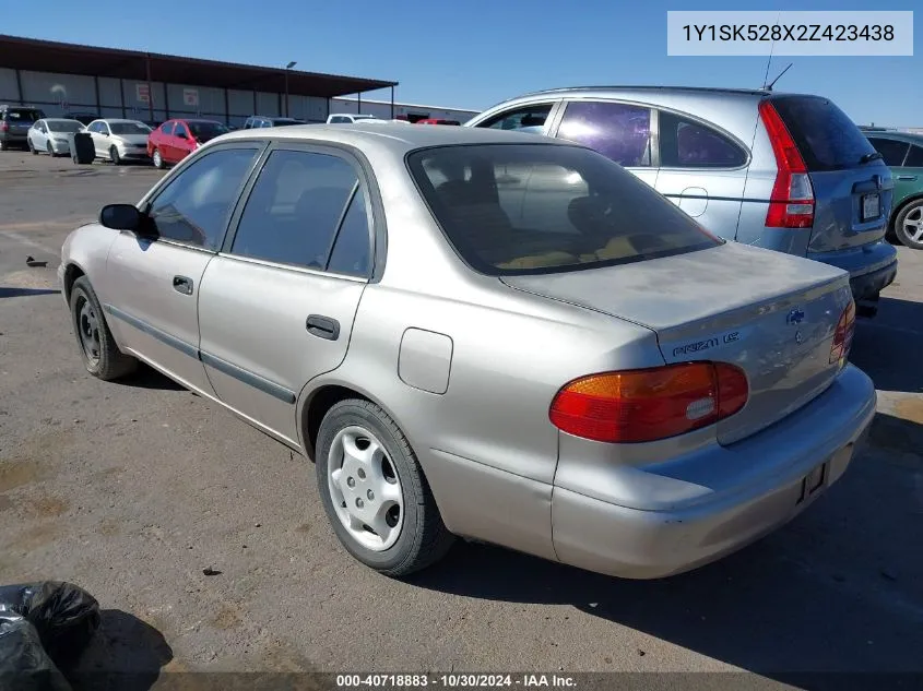 2002 Chevrolet Prizm Lsi VIN: 1Y1SK528X2Z423438 Lot: 40718883