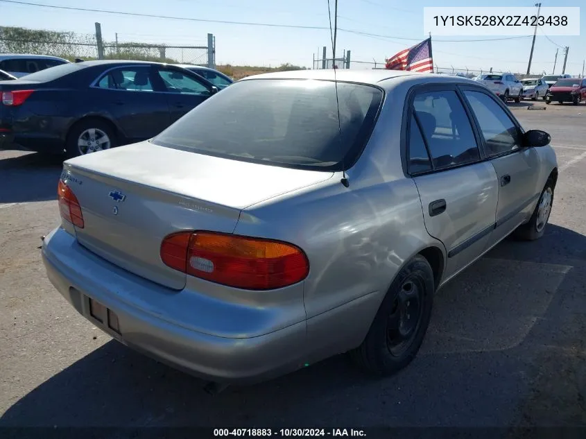 2002 Chevrolet Prizm Lsi VIN: 1Y1SK528X2Z423438 Lot: 40718883