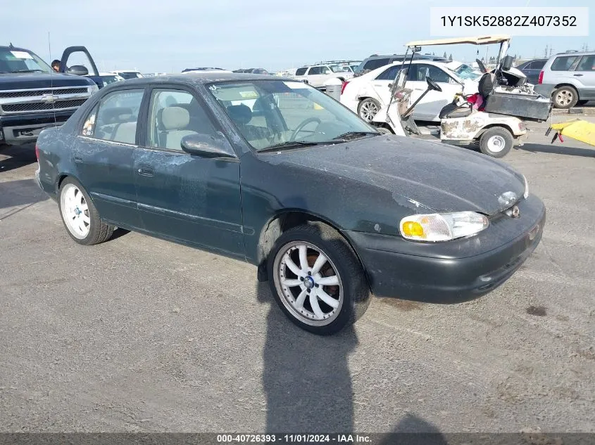 2002 Chevrolet Prizm Lsi VIN: 1Y1SK52882Z407352 Lot: 40726393