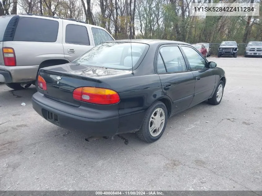 2002 Chevrolet Prizm VIN: 1Y1SK52842Z411284 Lot: 40808484