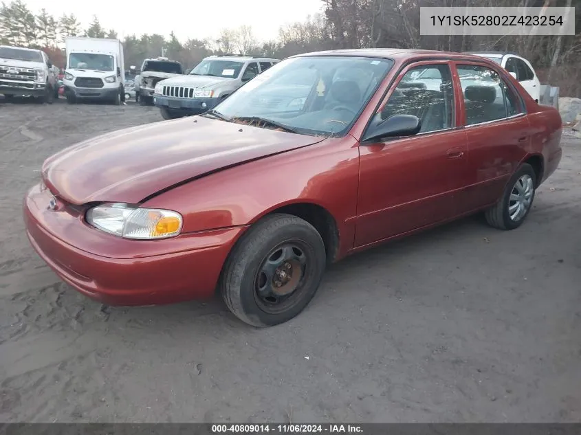 2002 Chevrolet Prizm VIN: 1Y1SK52802Z423254 Lot: 40809014