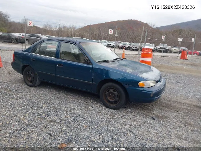 2002 Chevrolet Prizm VIN: 1Y1SK528X2Z423326 Lot: 40871462