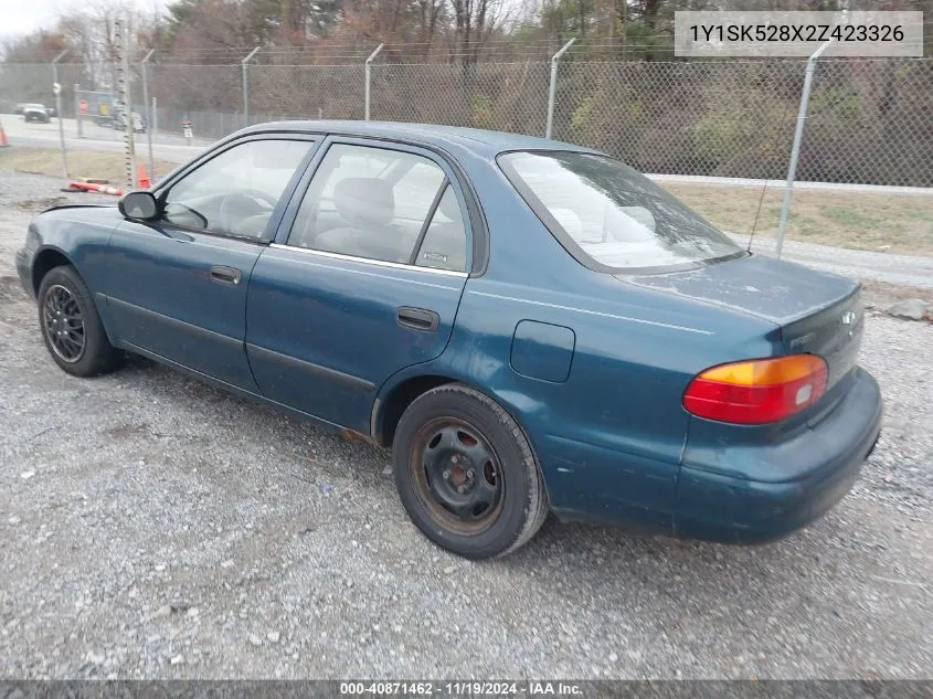 2002 Chevrolet Prizm VIN: 1Y1SK528X2Z423326 Lot: 40871462