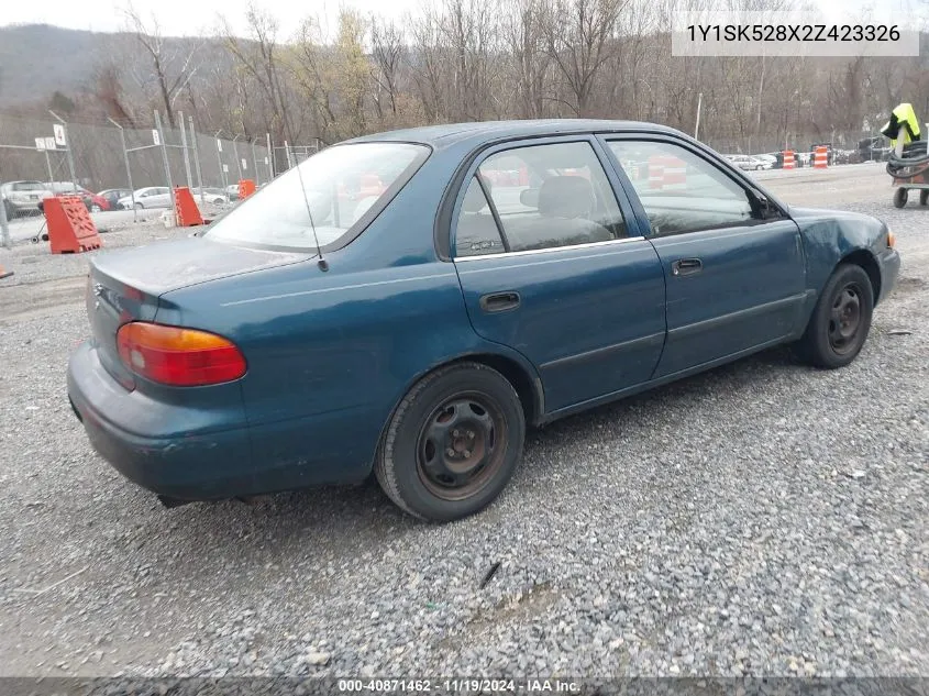 2002 Chevrolet Prizm VIN: 1Y1SK528X2Z423326 Lot: 40871462