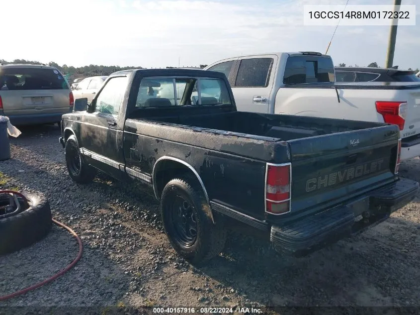 1991 Chevrolet S Truck S10 VIN: 1GCCS14R8M0172322 Lot: 40157916