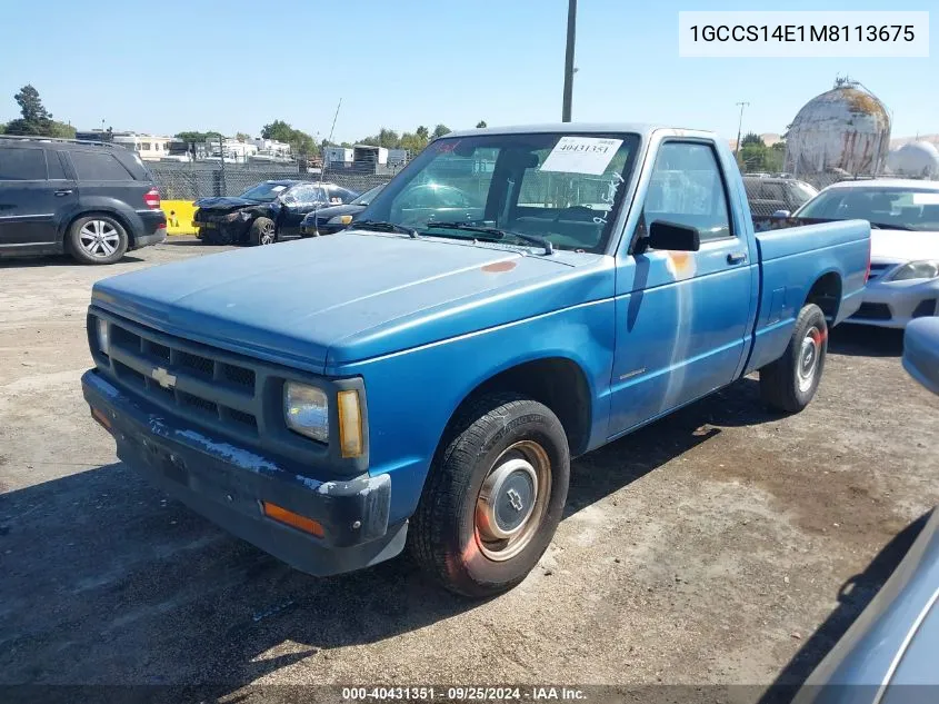 1991 Chevrolet S Truck S10 VIN: 1GCCS14E1M8113675 Lot: 40431351