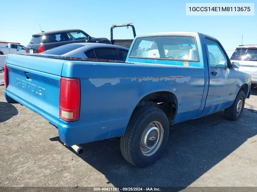 1991 Chevrolet S Truck S10 VIN: 1GCCS14E1M8113675 Lot: 40431351