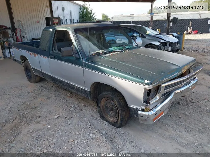 1992 Chevrolet S Truck S10 VIN: 1GCCS19Z9N8194745 Lot: 40567788