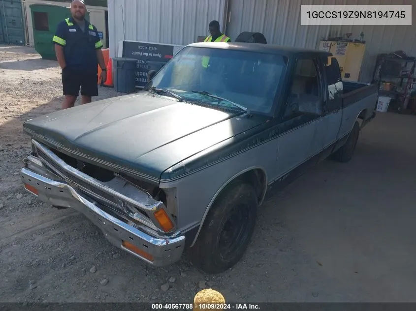 1992 Chevrolet S Truck S10 VIN: 1GCCS19Z9N8194745 Lot: 40567788