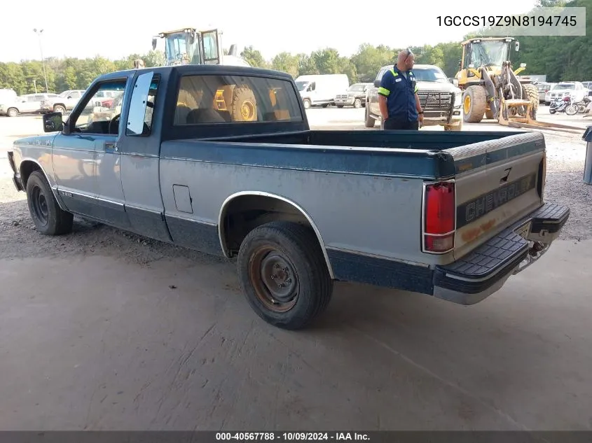 1GCCS19Z9N8194745 1992 Chevrolet S Truck S10