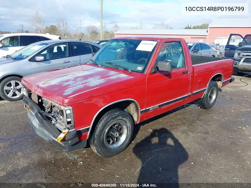 1993 Chevrolet S Truck S10 VIN: 1GCCS14R8P0196799 Lot: 40840200