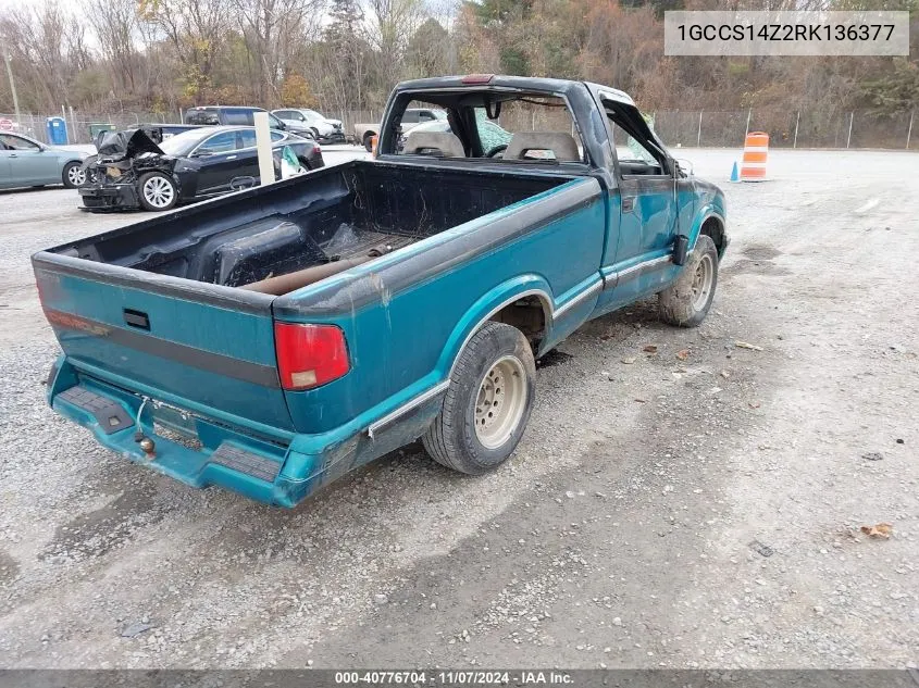 1994 Chevrolet S Truck S10 VIN: 1GCCS14Z2RK136377 Lot: 40776704